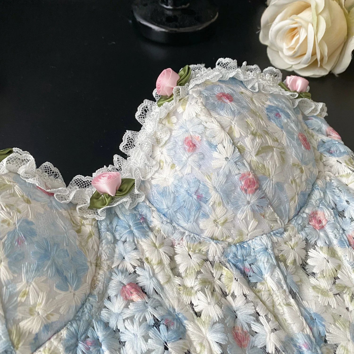 SINGREINY INS Strapless 3D Floral Camisole 2025 Summer Corset Slim Backless Tank Top Sheer Lace Up Holiday Sexy Embroidery Top