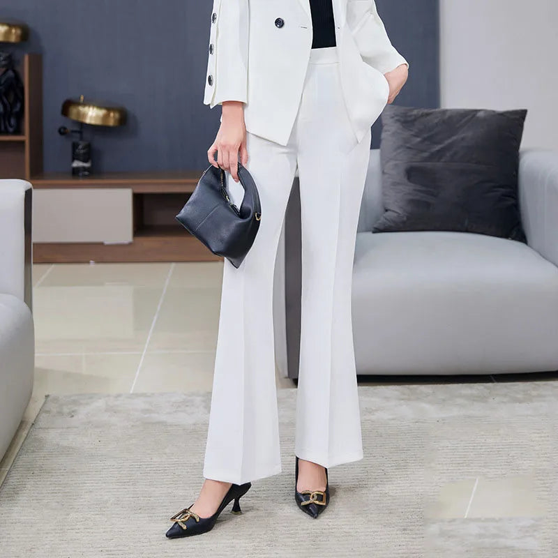 Yitimuceng Slim Blazers for Women 2024 Office Ladies New Fashion Long Sleeve Coats Solid Lapel Double Breasted Pant Suits