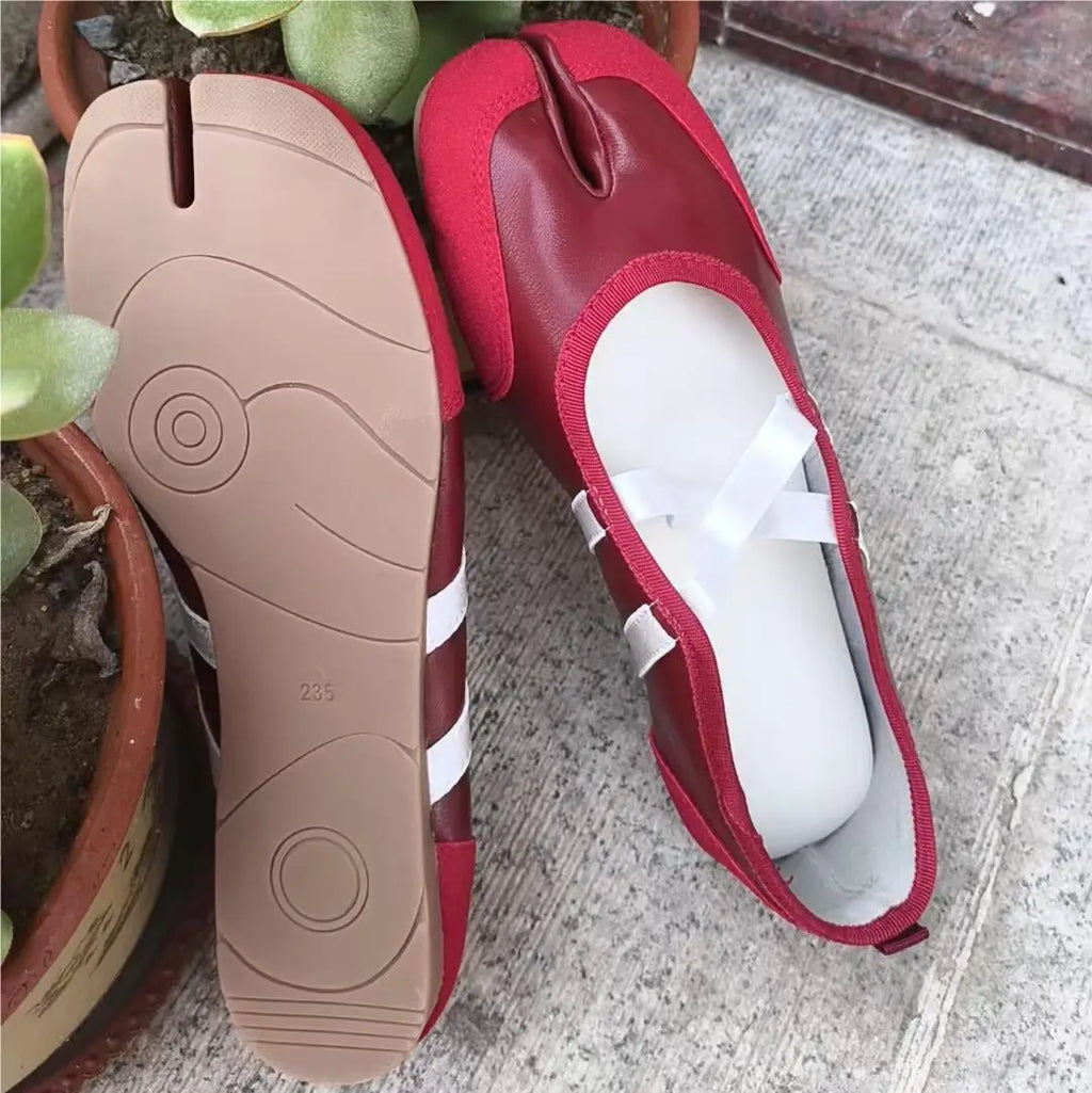 Cross Strap Tabi Flat Shoes Women Casual Fashion Design Mary Jane Shoes Slip-on Split Toe Ballet Shoes 2025 Summer Elegant New