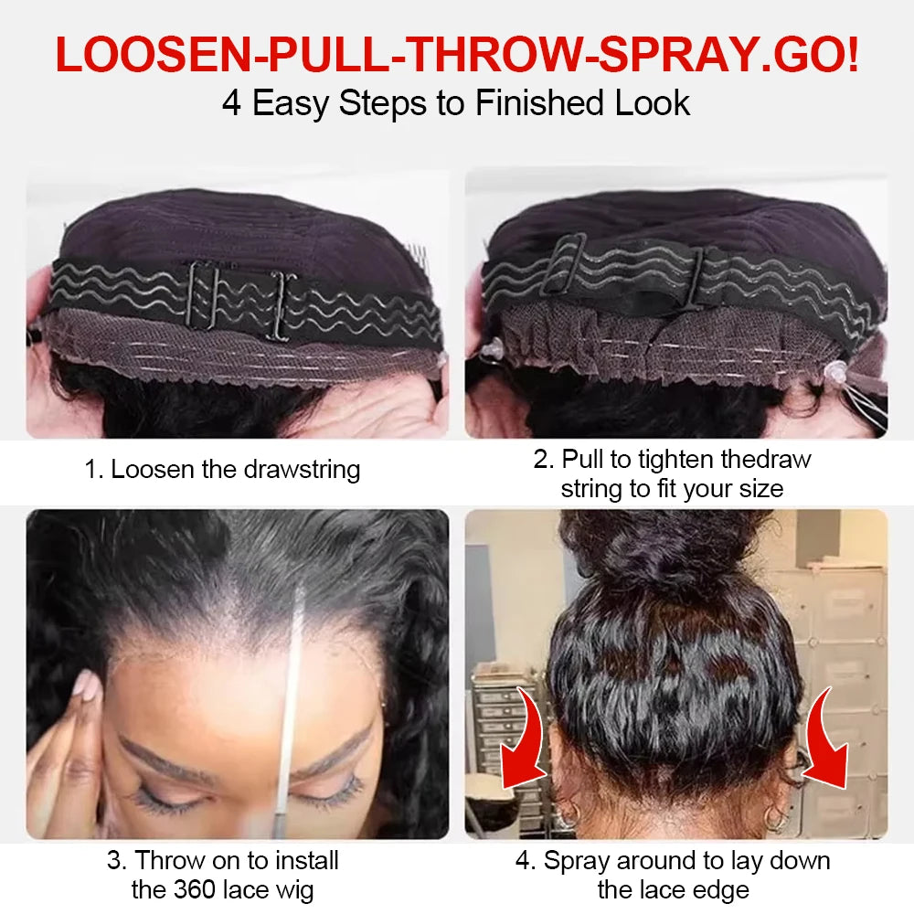 300% Density 13x6 13x4 Deep Wave Frontal Wigs Human Hair 40 46 Inch Curly Human Hair Wigs 360 HD Full Lace Frontal Wig For Women