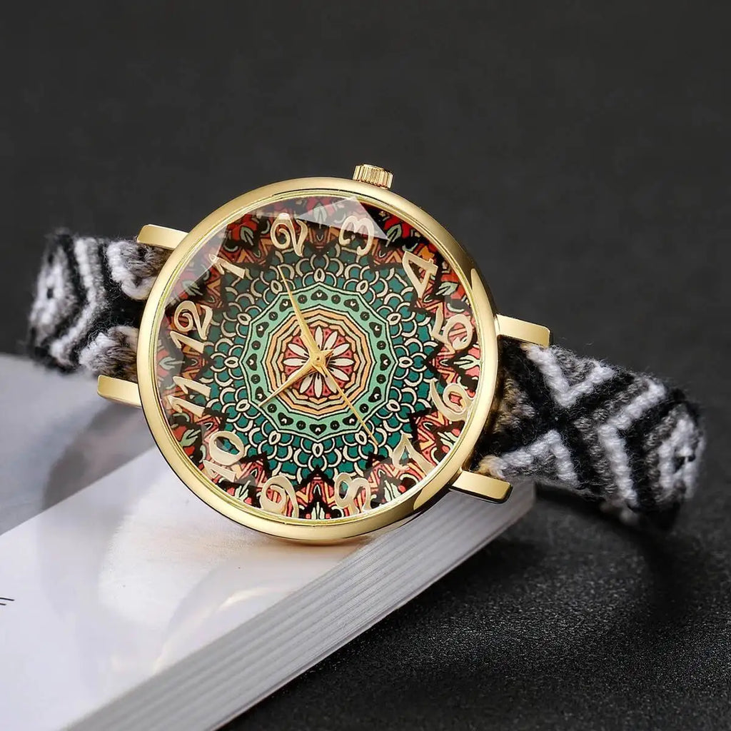 1/6/7PCS Fashion Women Watches Vintage Woven Strap Ladies Quartz Wristwatches Reloj Mujer（Without Box）