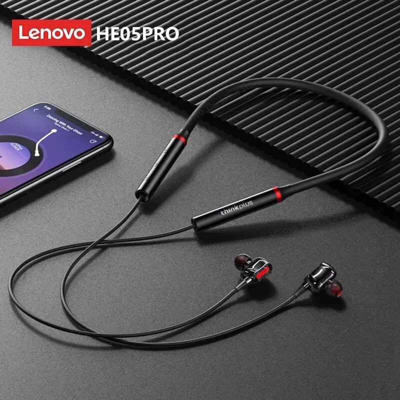 Lenovo Original HE05 Pro TWS Wireless Earphone Bluetooth 5.0 Waterproof Microphone Sports Noise Reduction Neckband Headphones