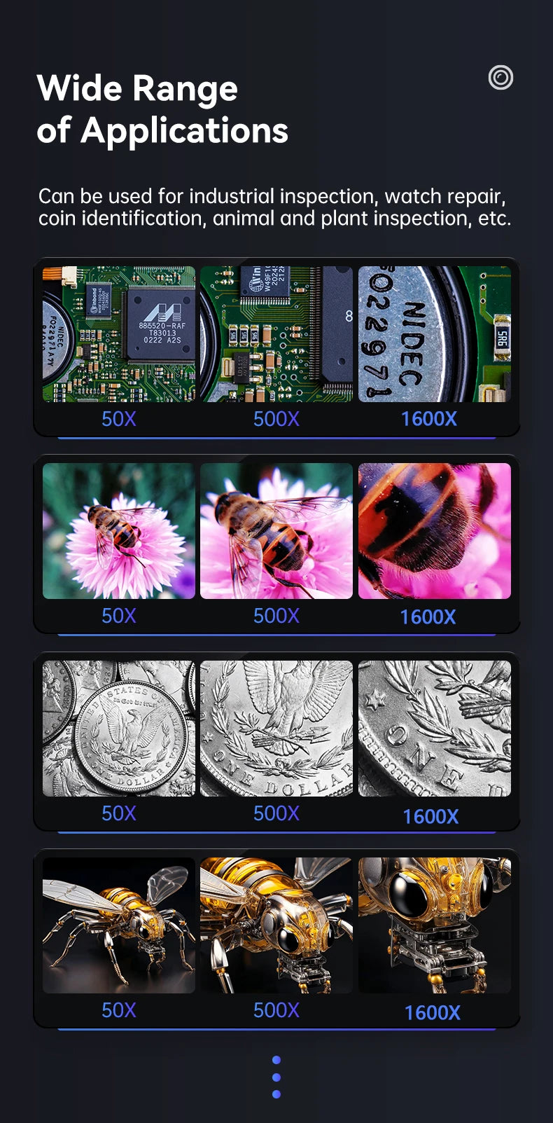 4.3 Inch IPS Digital Microscope 2MP HD Lens 1000X Magnification 8LED Adjust Light Electronic Microscopio Repair Coin Magnifier