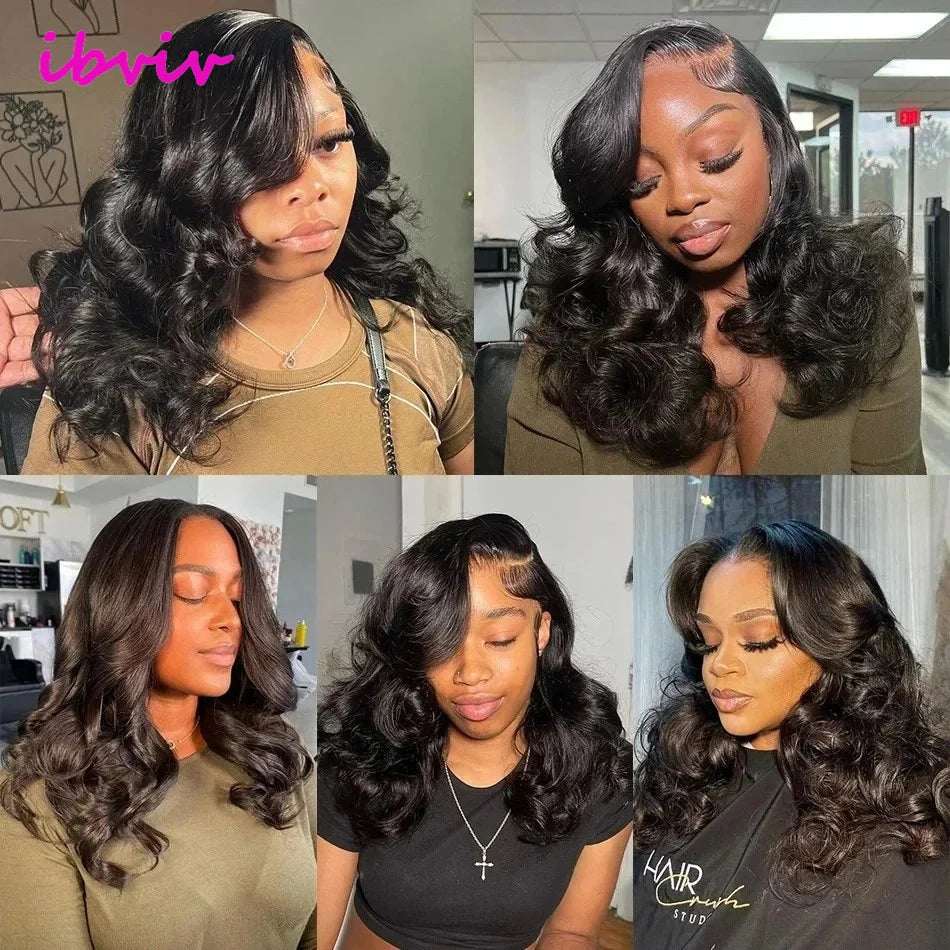 100% Raw Indian Virgin Hair Bouncy Wave 13x4 HD Lace Front Wigs Natural color 18" Wear and Go Ombre Bouncy Curly Glueless Wigs