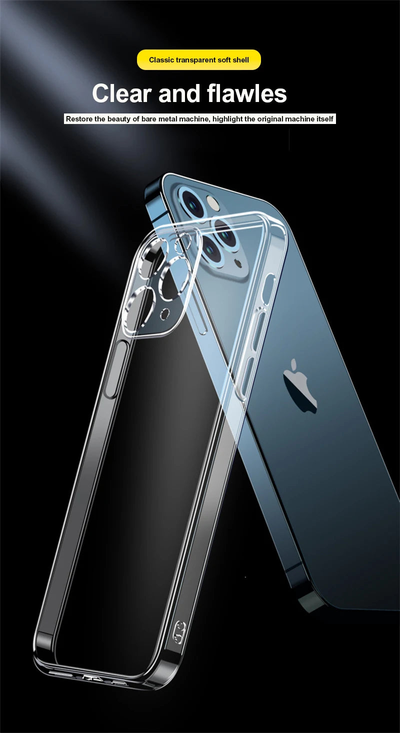 Transparent Phone Case For iPhone 11 12 13 14 15 Pro Max Case Silicone Soft Cover For iPhone  X XS Max XR 8 7 Plus Back Cover