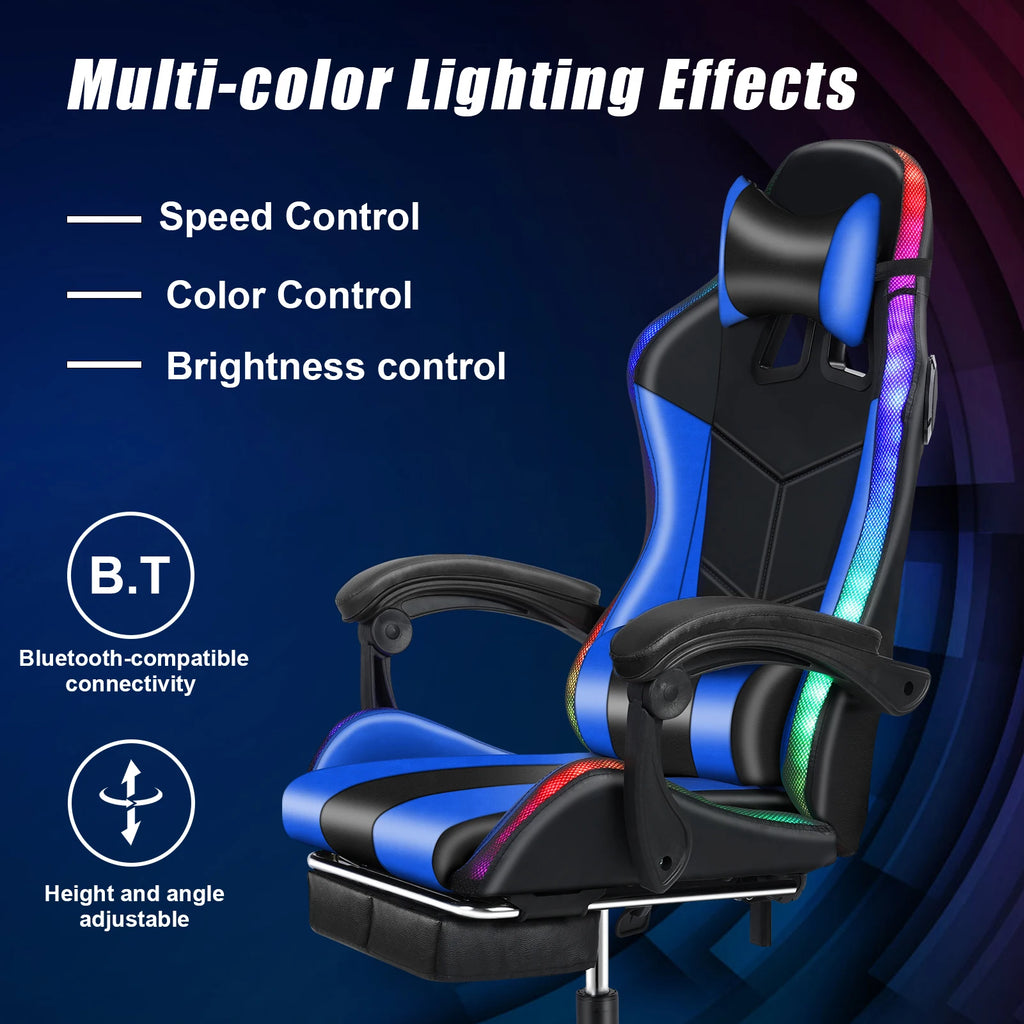 Ergonomic Massage Computer Chair with Height Adjustable, Video Game Chair High Back with Lumbar Support