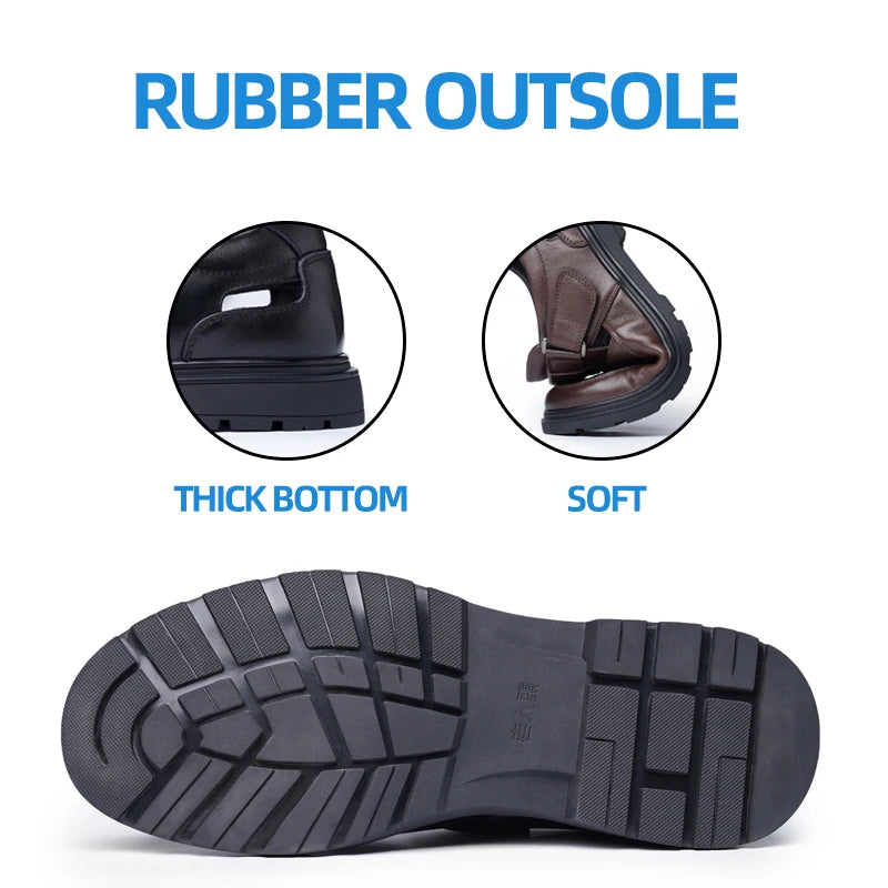 LAORENTOU leather sandals, men's breathable hollow hole shoes, toe wrapped cowhide, anti slip and wear-resistant casual  shoes