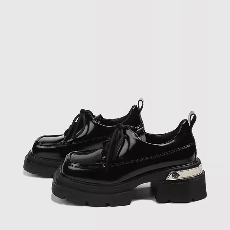 Autumn New Thick Heel Shoes Women's Fashion Round Head Thick Sole Front Strap Thick Sole Non-slip Low Top Shoes