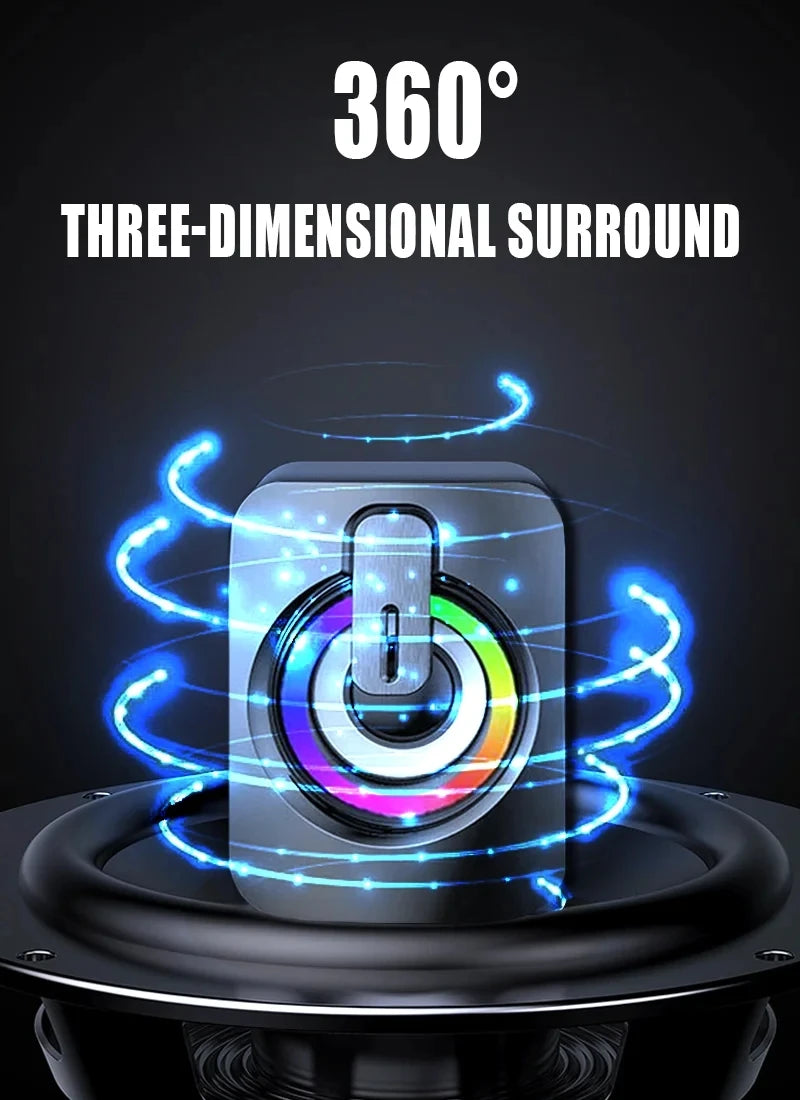 USB Powered Speaker Portable MiniSubwoofer With RGB Lights Volume Control 3.5mm AUX-in HiFi Stereo Sound Desk Audio System