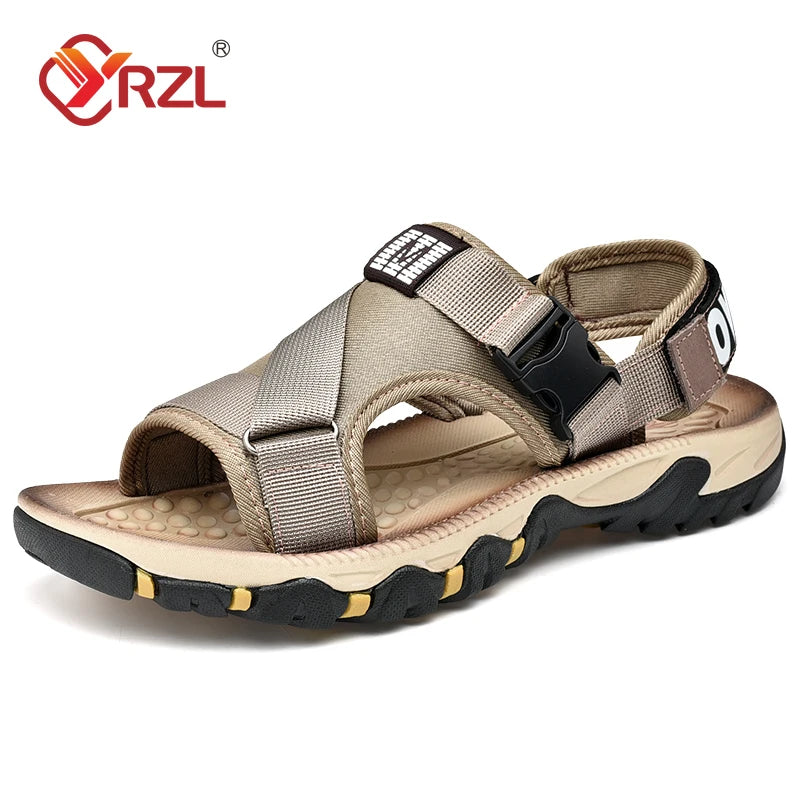 YRZL Men Sandals Summer Mesh Buckle Lightweight Beach Shoes Non Slip Outdoor Sandals for Men Sport Casual Resistant Footwear Man