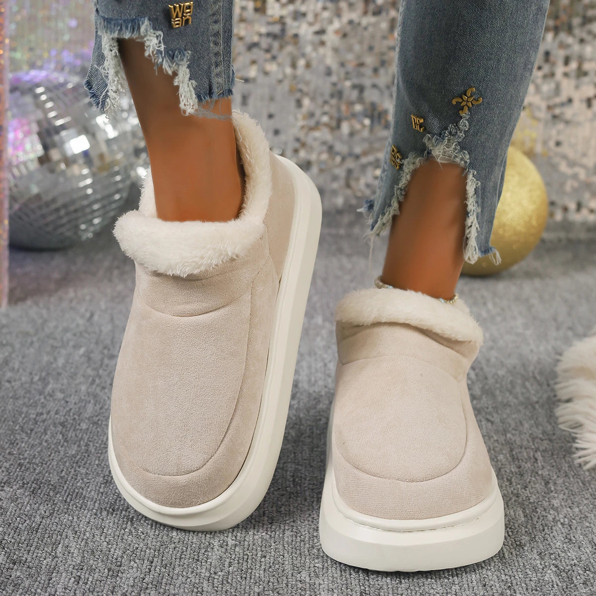 Women Boot 2024 New Winter Fashion Flats Platform Ankle Snow Boots Fur Women Shoes Short Plush Winter Warm Boots for Women