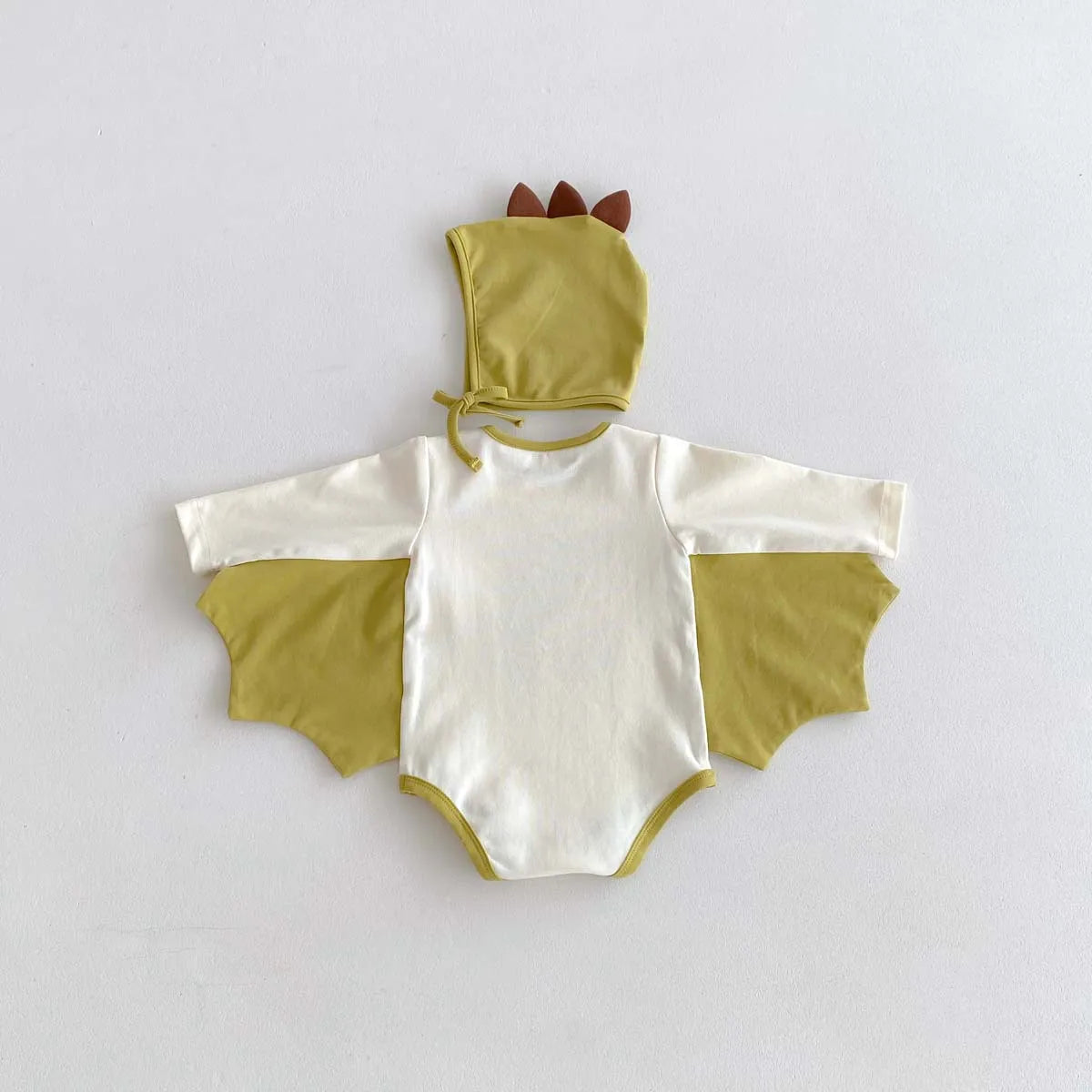 2024 Autumn New Korean Style Infant Onesie: Dragon Print Bodysuit with Hooded Design for Babies, Includes Hat