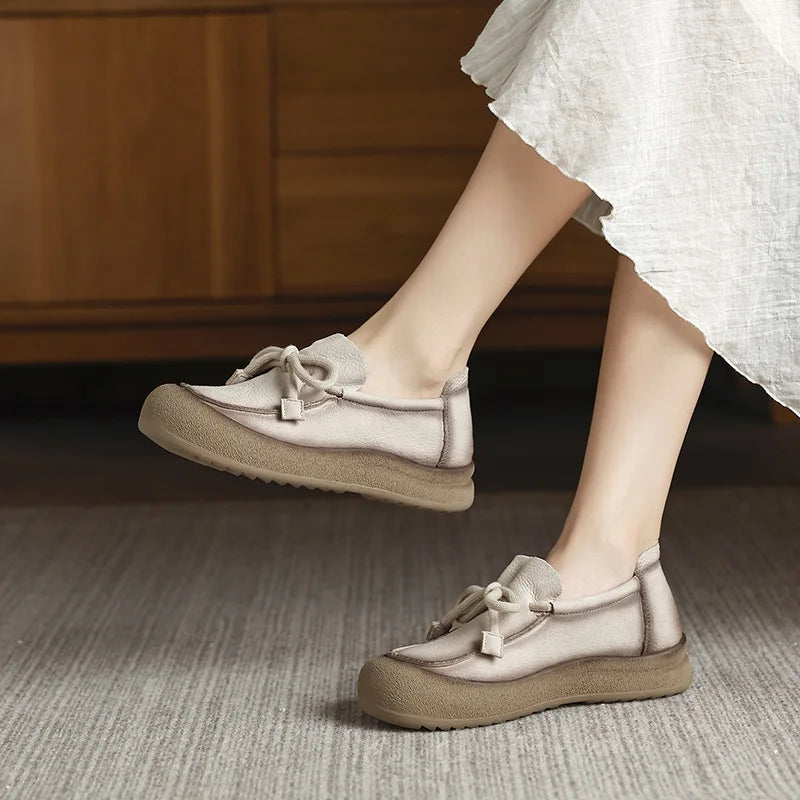 GKTINOO 2025 Genuine Leather Shoes Women Ballet Flats Summer Women's Solid Soft bottom Shoes Woman Slip On Loafers