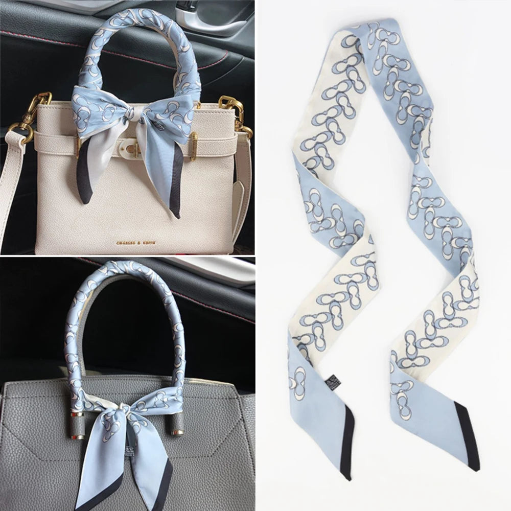 Korean Version of The Autumn Plain Color New Women's Ribbon Hair Ribbon Streamer Tied bag Long belt silk scarf Small Scarf Scarf