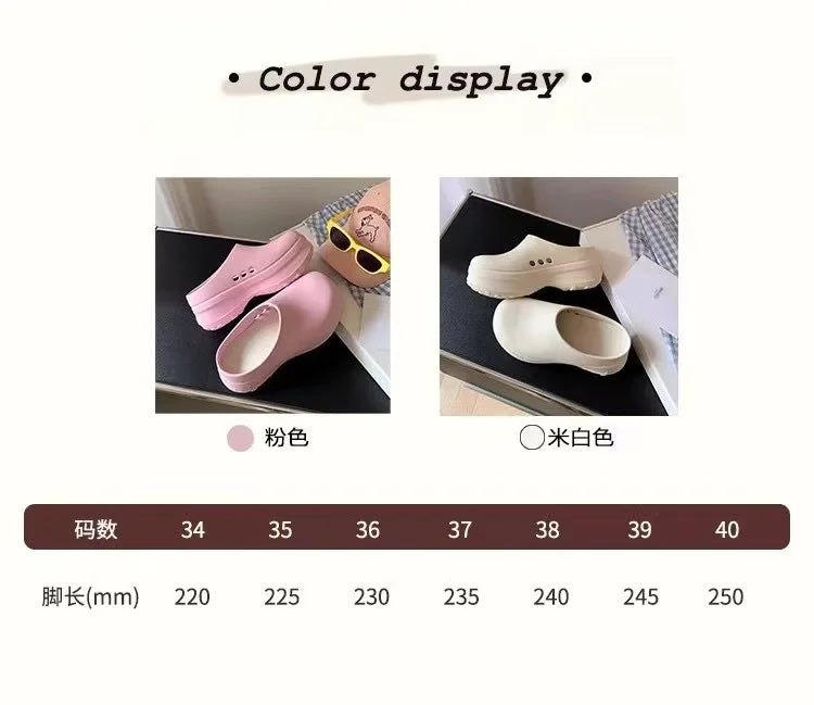 Women's Slippers Minimalist Fashion Air Cushion Soft 5CM Platform Non Slip Sandals Breathable Couple Style Heightened Chef Shoes