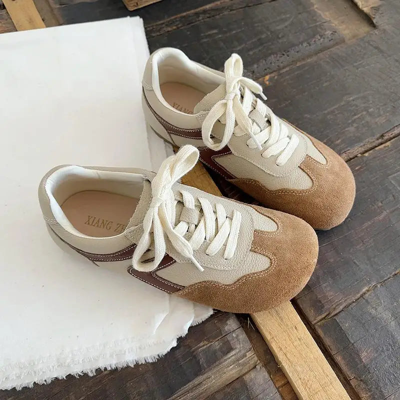 Careaymade-Genuine Leather wider toe women's shoes,soft sole comfortable casual single shoes,lace Barefoot small white shoes