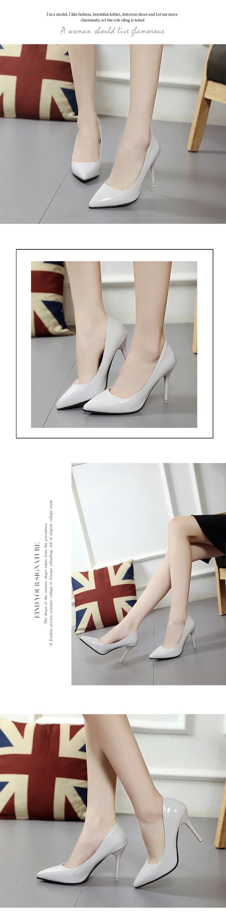 Pointed Toe Pumps Patent Leather Dress Women Shoes Red 8CM High Heels Boat Shoes Shadow Wedding Shoes Shoes for Wedding