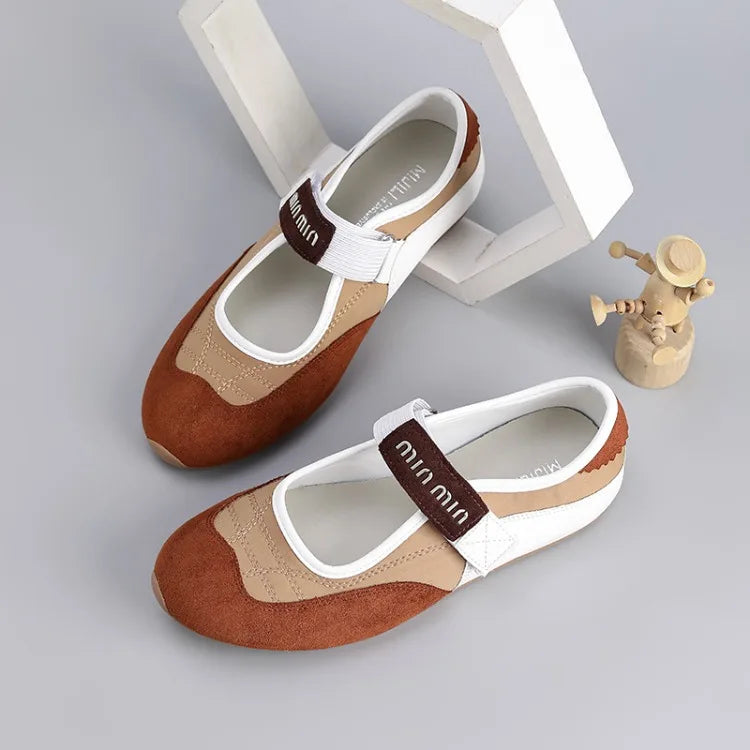 Spring and Autumn Women's Ballet Flat Shoes Retro Versatile  Shallow-mouth Single Shoes Fashion Hook Loop Casual Mary Jane Shoes