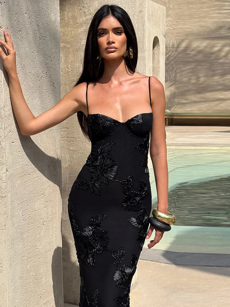 Cutenew Trend Sleeveless Women Maxi Dresses Fashion Sexy Suspendency Low Neck Backless Bandage Bodycon Female Party Long Robe