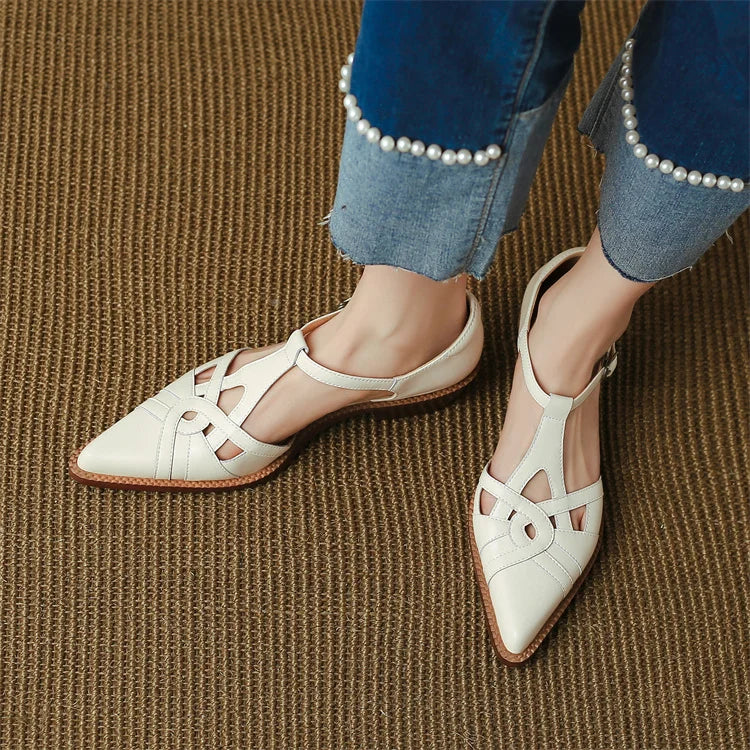 2024 Summer Women Shoes Pointed Toe Chunky Heel Shoes for Women Med-Heel Women Sandals Giadiator