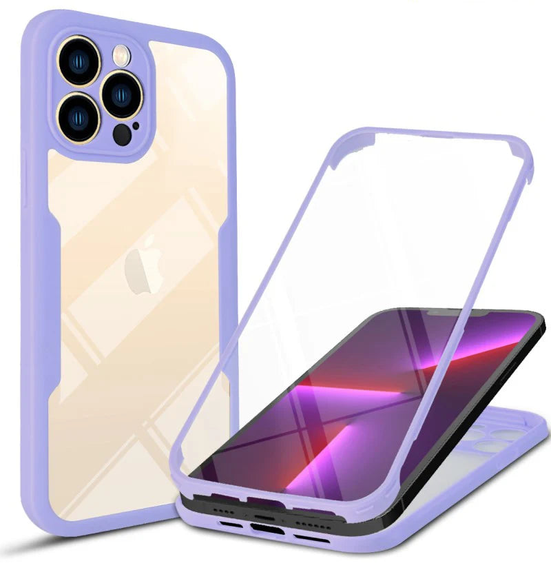360 Full Protection Transparent Phone Case For iPhone 14 Plus 13 12 11 15 Pro XS Max X Soft Front Film+Rear Hard PC Bumper Cover