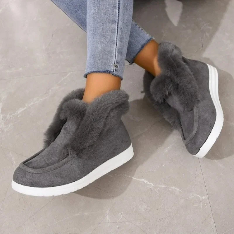 Ankle Boots Women's Winter Warm Plush Snow Boots Suede Leather Shoes Women's Comfortable Women's Shoes Platform Boots