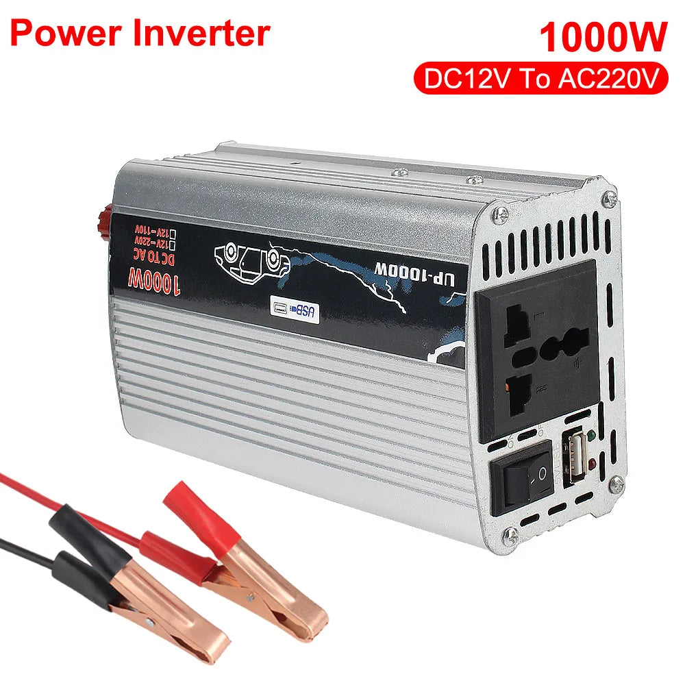 1000W Electronic Voltage Transformer Pure Sine Wave Power Inverter for Car Home Laptop Truck 12V to 110V 220V