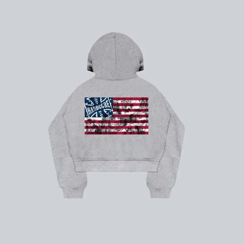American retro American style new fashionable street style personalized hooded jacket casual suit sweatshirt street wear