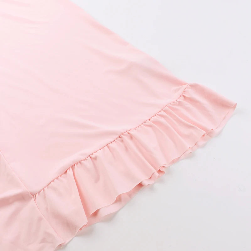 Mozision Elegant Sleeveless Ruffles Sexy Long Dress For Women Summer New Deep V Neck Backless Thigh High Split Maxi Dress