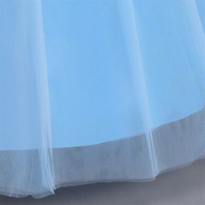 Cinderella Princess Costumes for Girls Halloween Disguise Carnival Cosplay Costume Kids Sequin Fluffy Mesh Evening Party Dresses