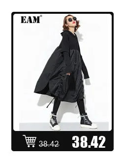 [EAM] High Elastic Waist Blue Back Plaid Denim Long A-line Half-body Skirt Women Fashion Tide New Spring Autumn 2025 1DH8117