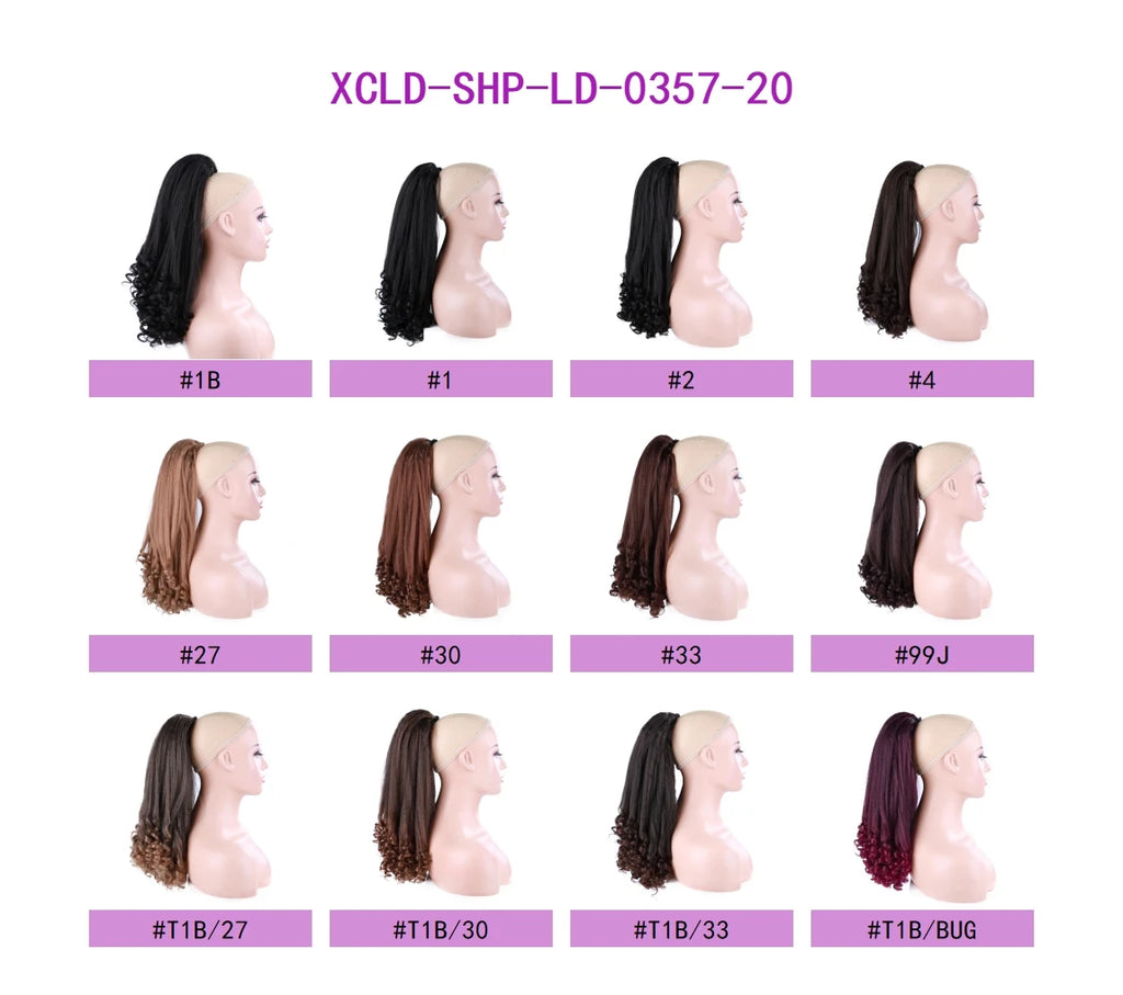 Synthetic Long Curly End Ponytail Extension Synthetic Draw-string Ponytail Clip-In Hair Extension For Women Natural Looking