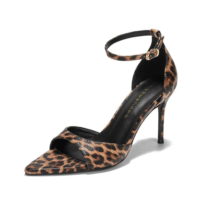 Fashion Leopard Print Vulcanized Women Sandals High Heels Non-Slip Platform Shoes Lightweight Summer Style