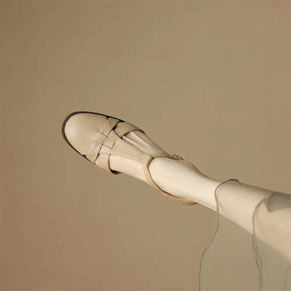 Women's genuine leather narrow band braided t-strap flats sandals round toe casual female summer roman style shoes for women hot