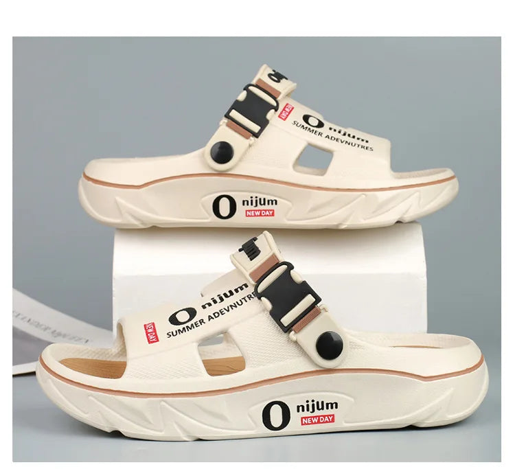 Summer Shoes Men Men's Sandals Anti-odor Thick Bottom Home Slippers Male Fashion New Anti-slip and Wear-resistant 2025 Eva Beach