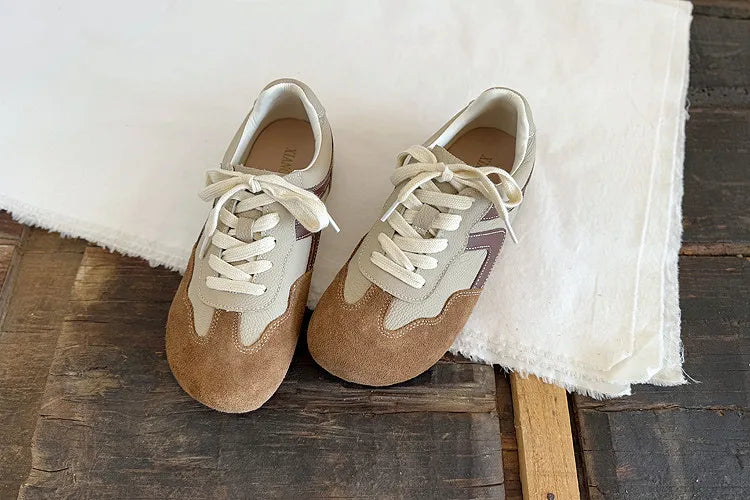 Careaymade-Genuine Leather wider toe women's shoes,soft sole comfortable casual single shoes,lace Barefoot small white shoes