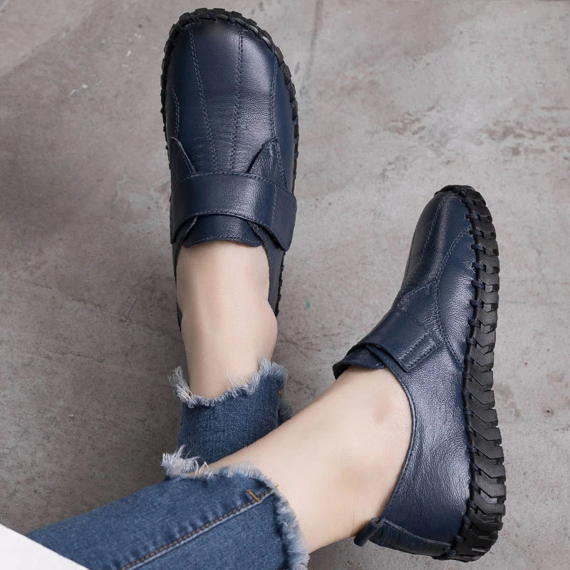 Ballet Flats Women Shoes Loafers Genuine Leather Woman Flats Slip On Women's Loafer Female Moccasins  Mom Work Shoes 35-42