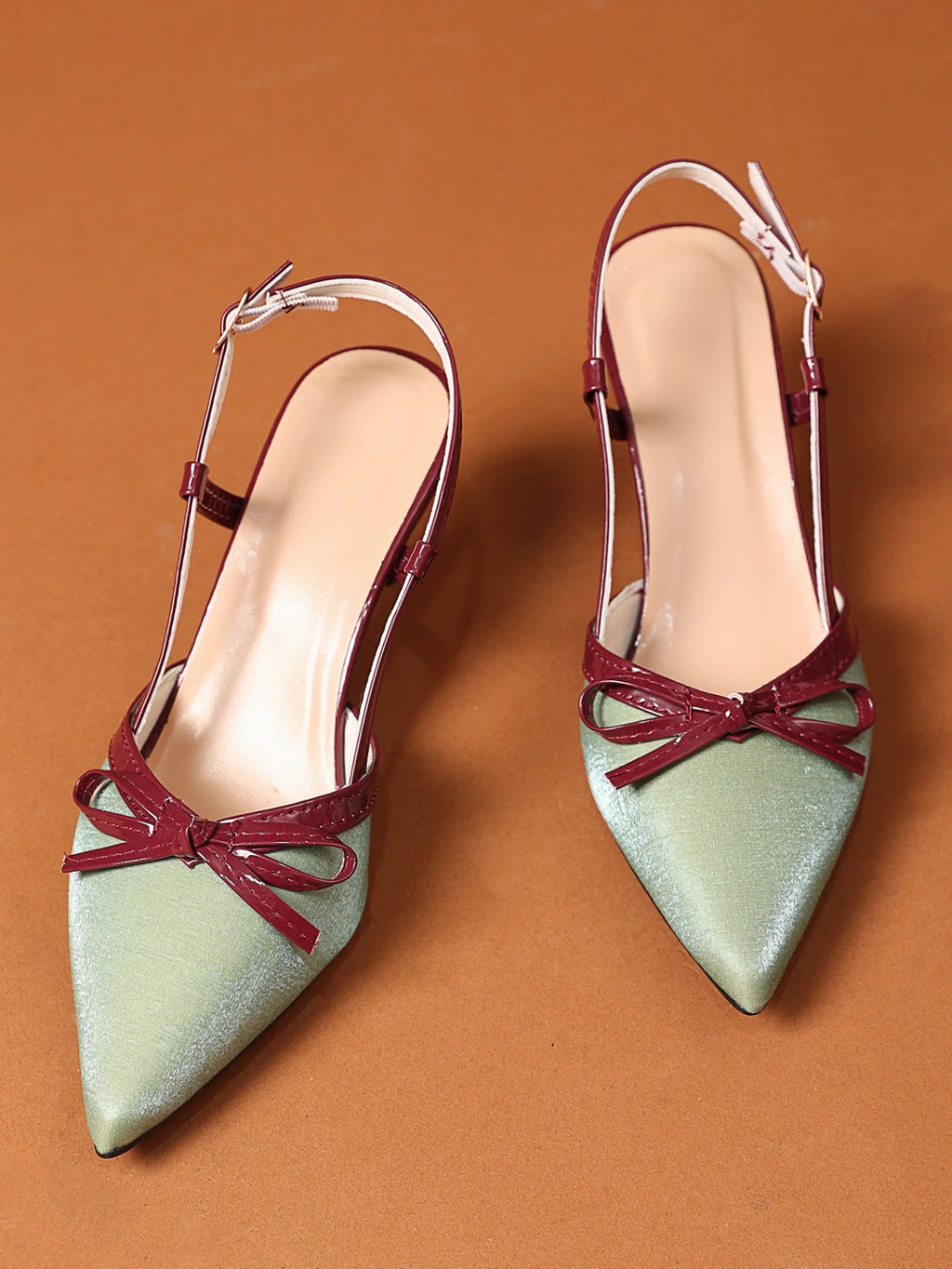 Clear Green Bow Toe Sandals for Women Summer New Fairy with Skirt Pointed Toe Back Empty Color Matching High Heels
