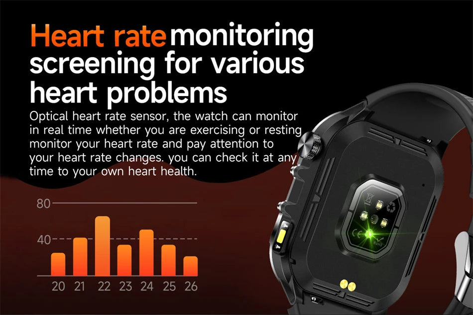 2024 New For Xiaomi Military Smart Watch Men Outdoor Sports Flashlight Fitness Watches Health Monitor 1.96" BT Call Smartwatch