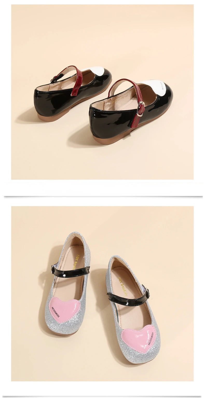 2023 Autumn Girl Leather Shoes New Elegant Party Children Princess Shoes Light Shallow Comfy Kids Flats Shoes Fashion Versatile