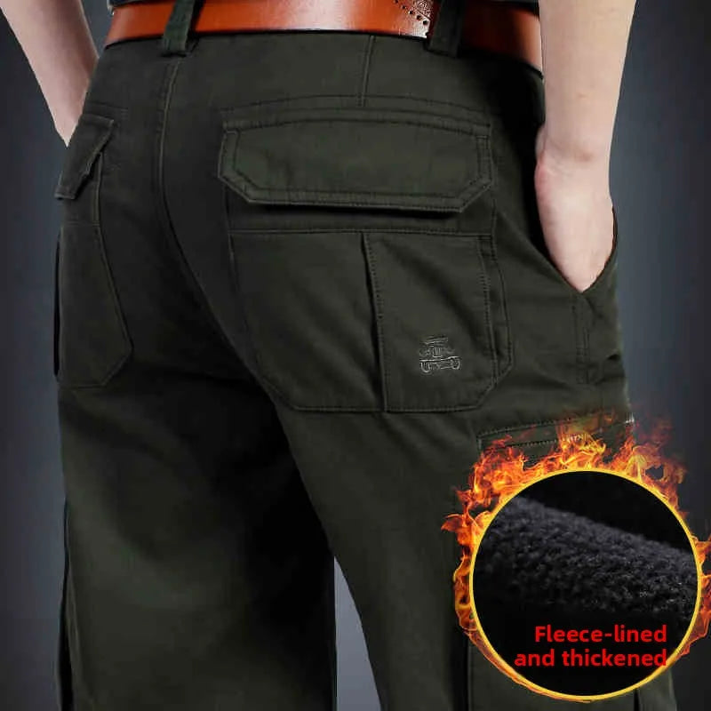 Loose Fit Men's Casual Cotton Work Trousers Outdoor Leisure Pants Multi ket Straight Leg Long Trousers Wear Resistant