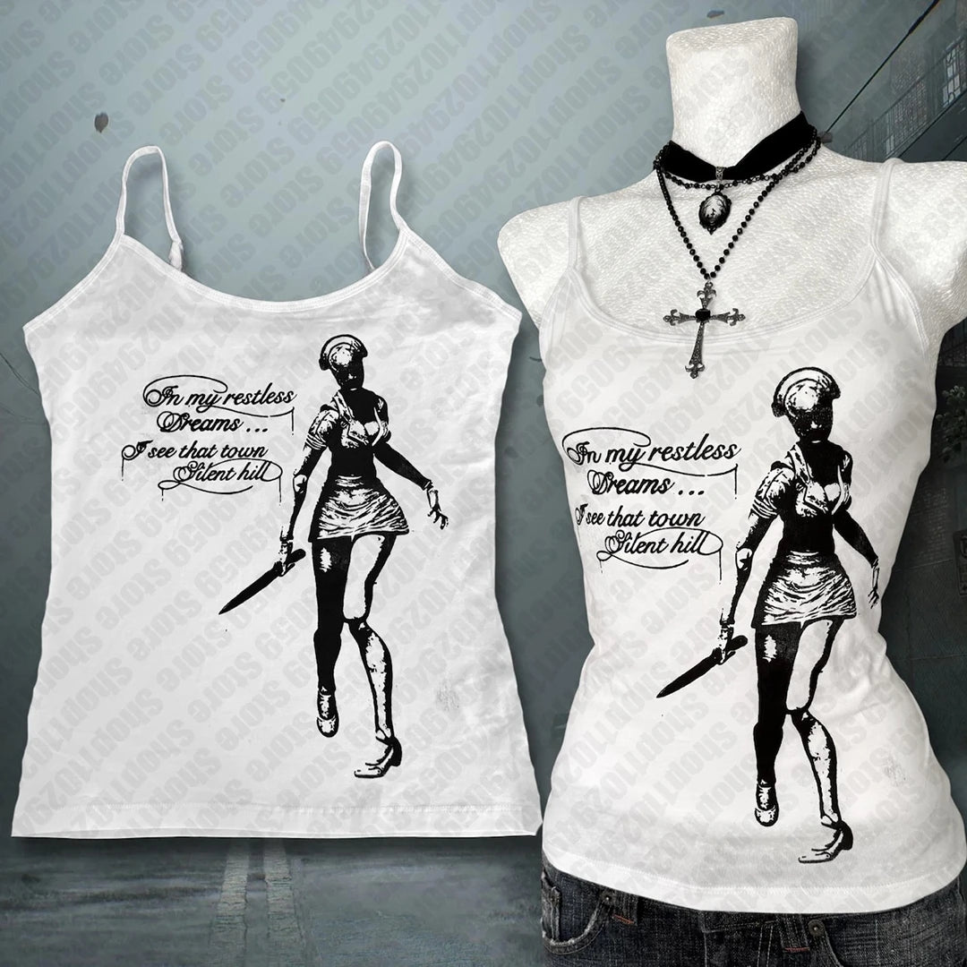 Y2k Grunge Print Sleeveless Sexy Tank Top for Women Vest Aesthetic Clothing Female Crop Top Women Emo Girl Streetwear 2000s Tops