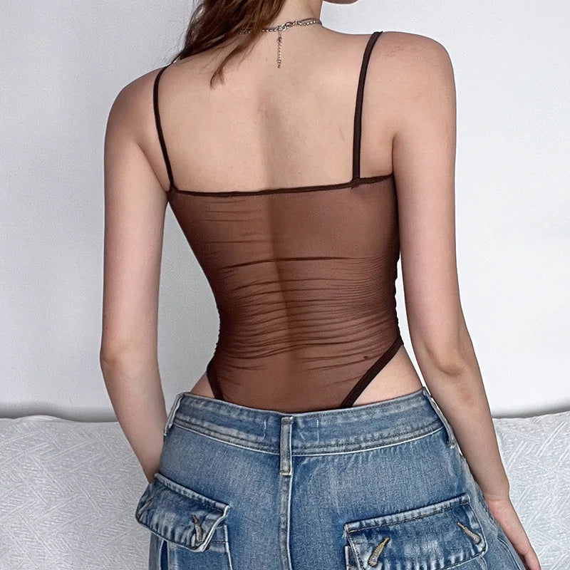 See Through Lingerie Sexy Slim Sleeveless Bodysuit Bow One-Pieces Corset Top Letter Embroidery Bustier Lace Lenceria Femenina