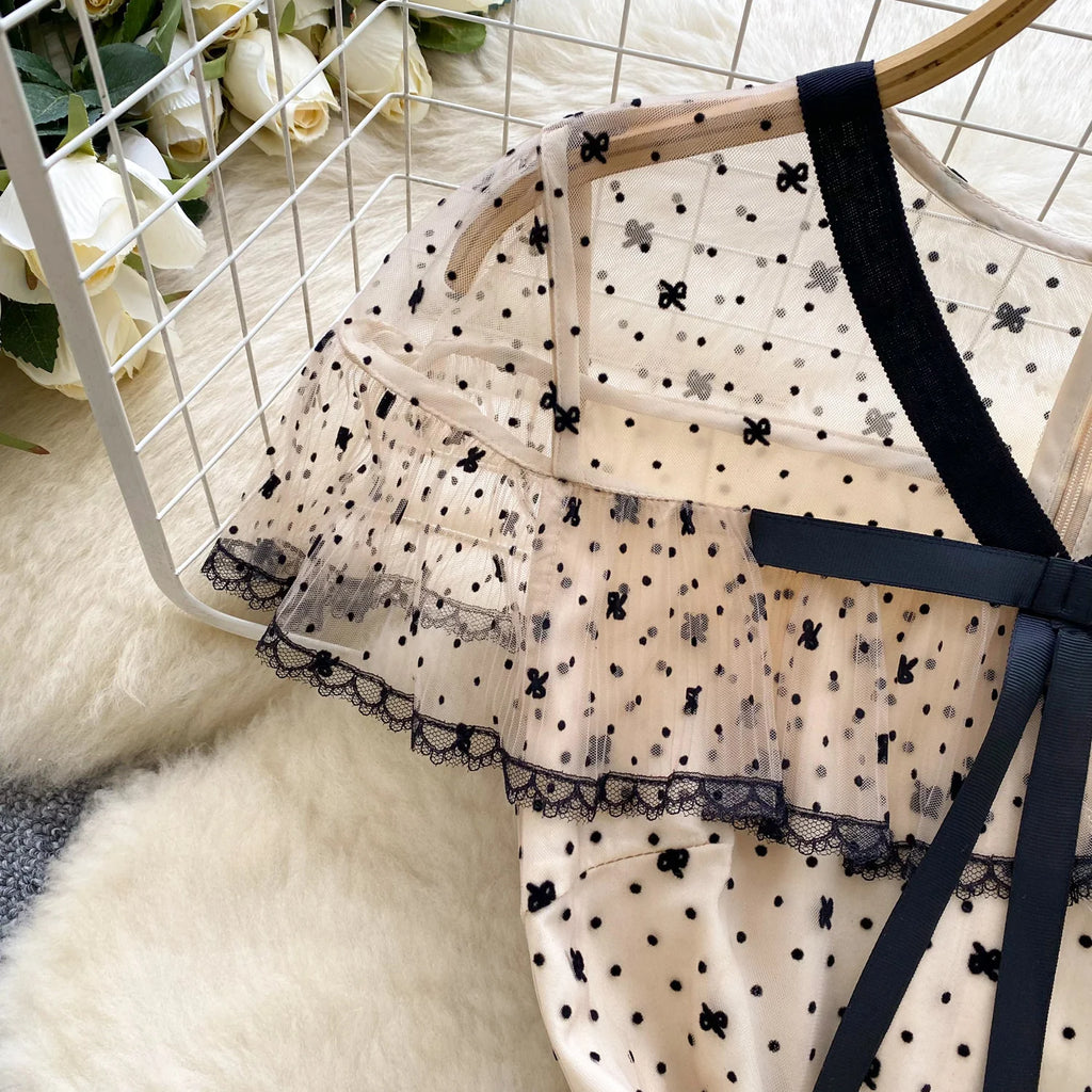 Ele Lace Splice Waist Cinched Me Dr Women's Summer New Sle Celebri Aosphere Super Fairy T Dr Skirt