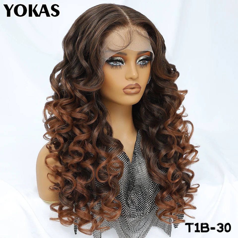 Latisha Lace Frontal Wig Synthetic 13x6 Curly Pre-Plucked Lace Frontal Wig With Baby Hair For Female 24" Lace Frontal Women Wigs