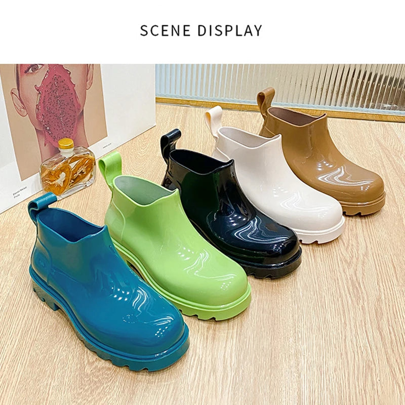 Fashion Women Waterproof Rain Boots Female Ankle Boots For Women Ladies Kitchen Rubber Boots Garden Work Water Shoes Galoshes