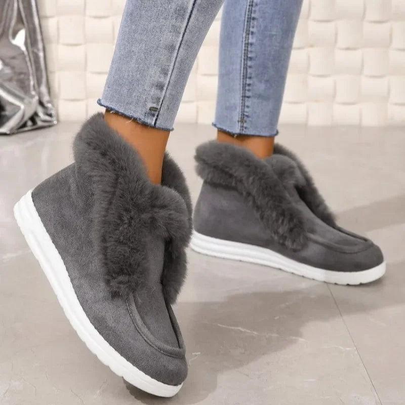 Ankle Boots Women's Winter Warm Plush Snow Boots Suede Leather Shoes Women's Comfortable Women's Shoes Platform Boots