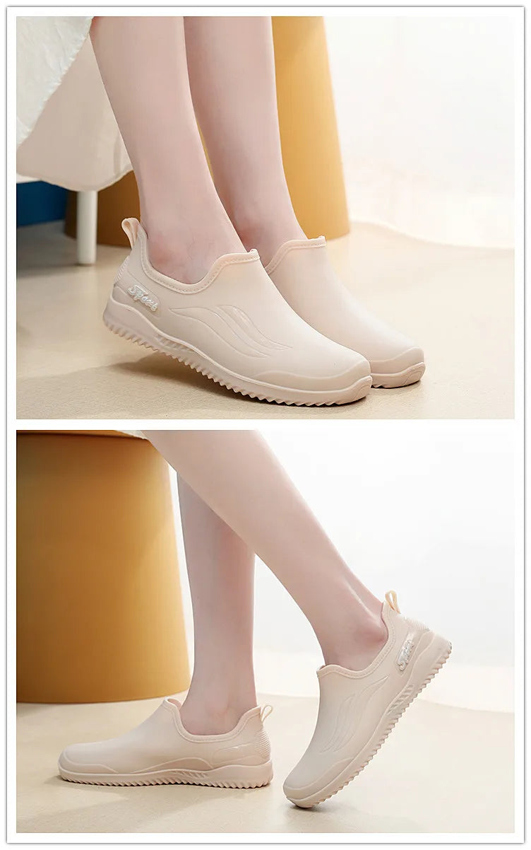 Low-top Rain Boots Women's Kitchen Water Boots Waterproof Exterior Wear Casual Flat Work Non-slip Lightweight Men's Rain Boots