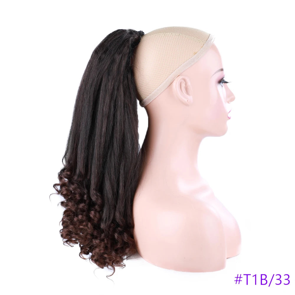 Synthetic Long Curly End Ponytail Extension Synthetic Draw-string Ponytail Clip-In Hair Extension For Women Natural Looking