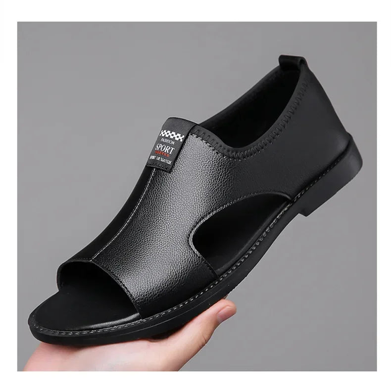 Sandals for Men Brand Casual Shoes Outdoor Fashion Men's Slippers Comfortable Beach Shoes High Quality Leather Man Flat 2025